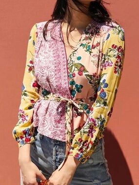 Anthropologie Meadow Rue Floral Wrap Top